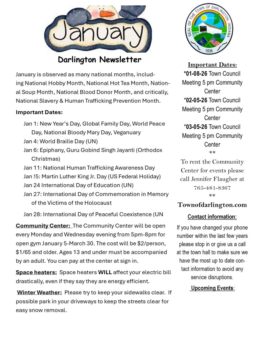 January 26 Newsletter