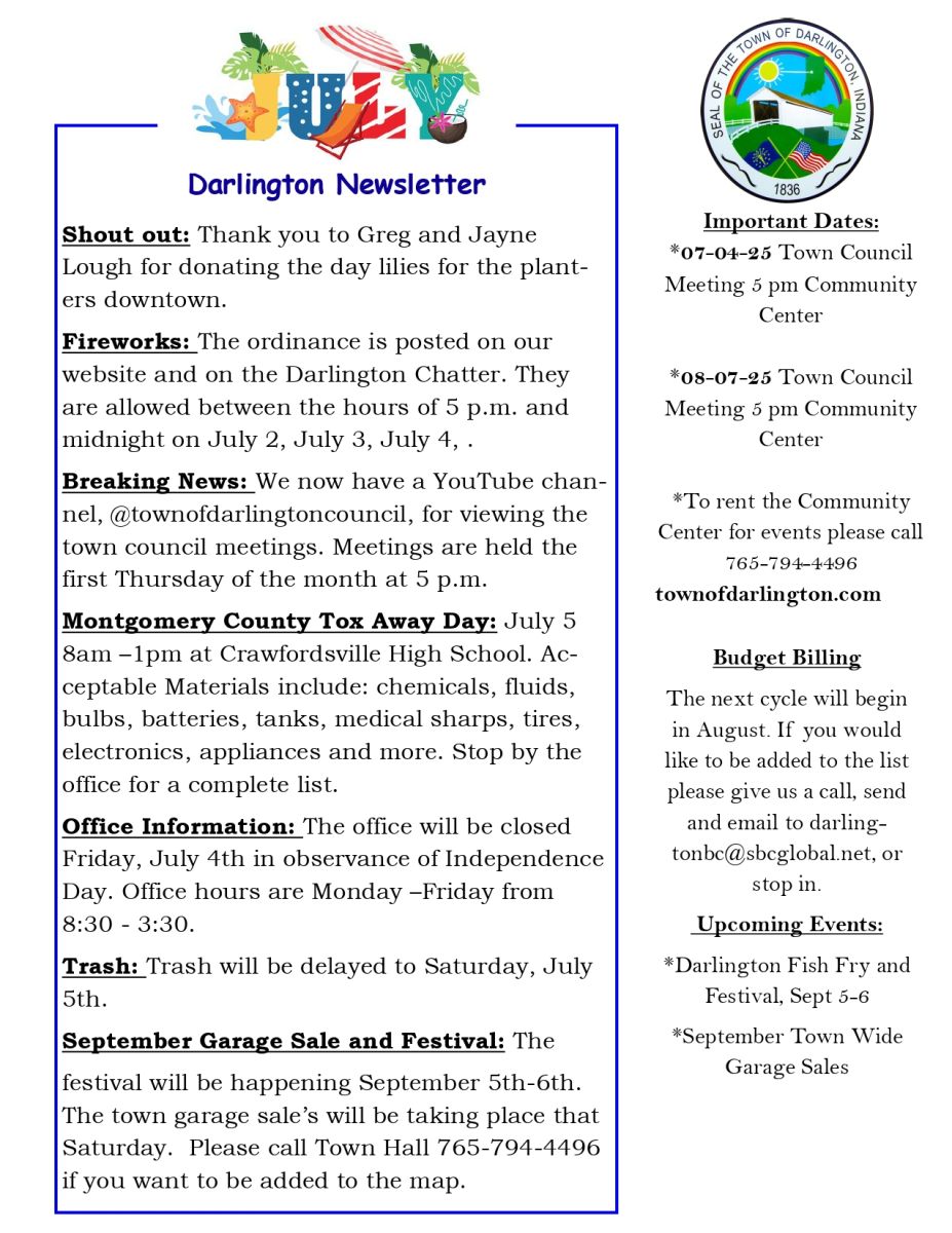 July 25 Newsletter