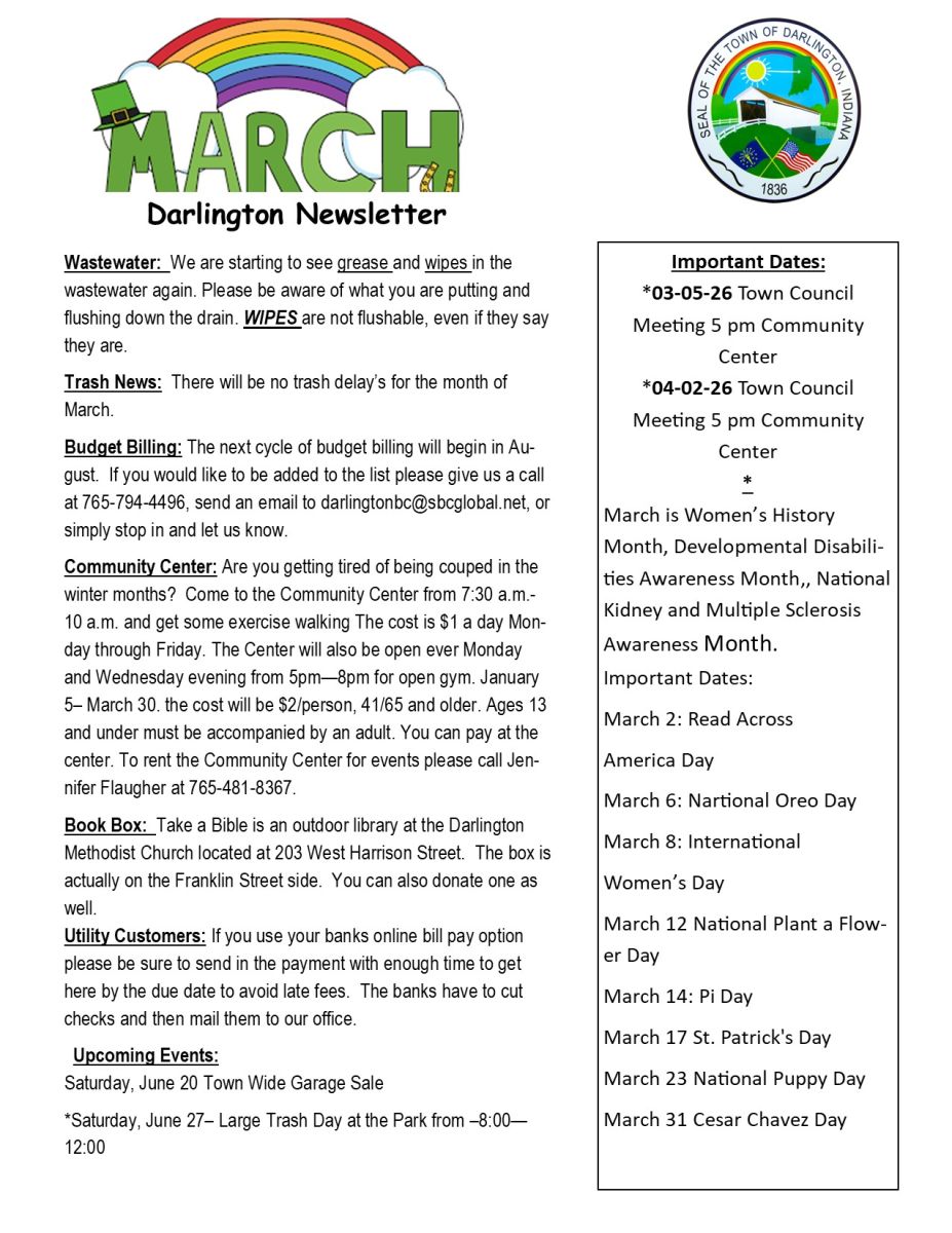 March 26 Newsletter